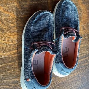 Kids Navy Casual Slip-On Shoes with Orange Lining